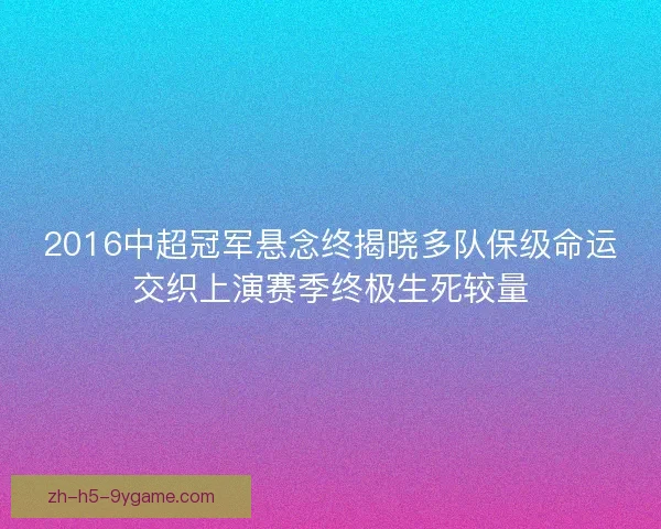 2016中超冠军悬念终揭晓多队保级命运交织上演赛季终极生死较量 2016中超冠军悬念终揭晓多队保级命运交织上演赛季终极生死较量